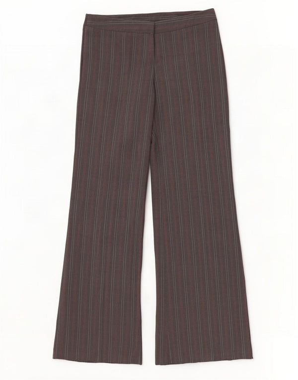 Calça feminina Benetton Stretch Suit IT 44 médio W32 L35 listrado cinza