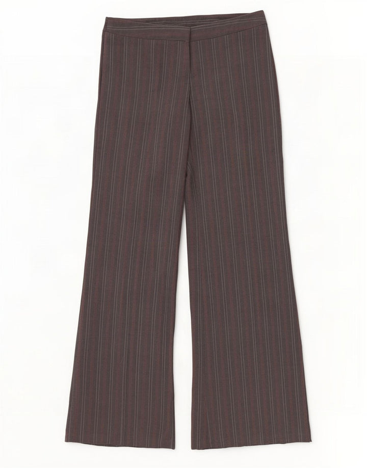 Calça feminina Benetton Stretch Suit IT 44 médio W32 L35 listrado cinza