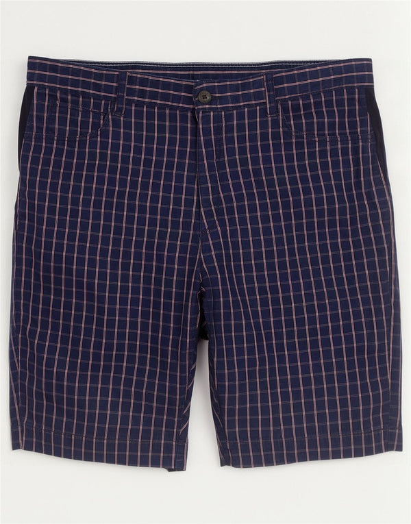 Lacoste Mens Chino Shorts Tamanho 44 Grande W34 Azul Marinho Xadrez Algodão