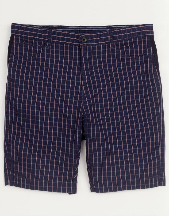 Lacoste Mens Chino Shorts Tamanho 44 Grande W34 Azul Marinho Xadrez Algodão