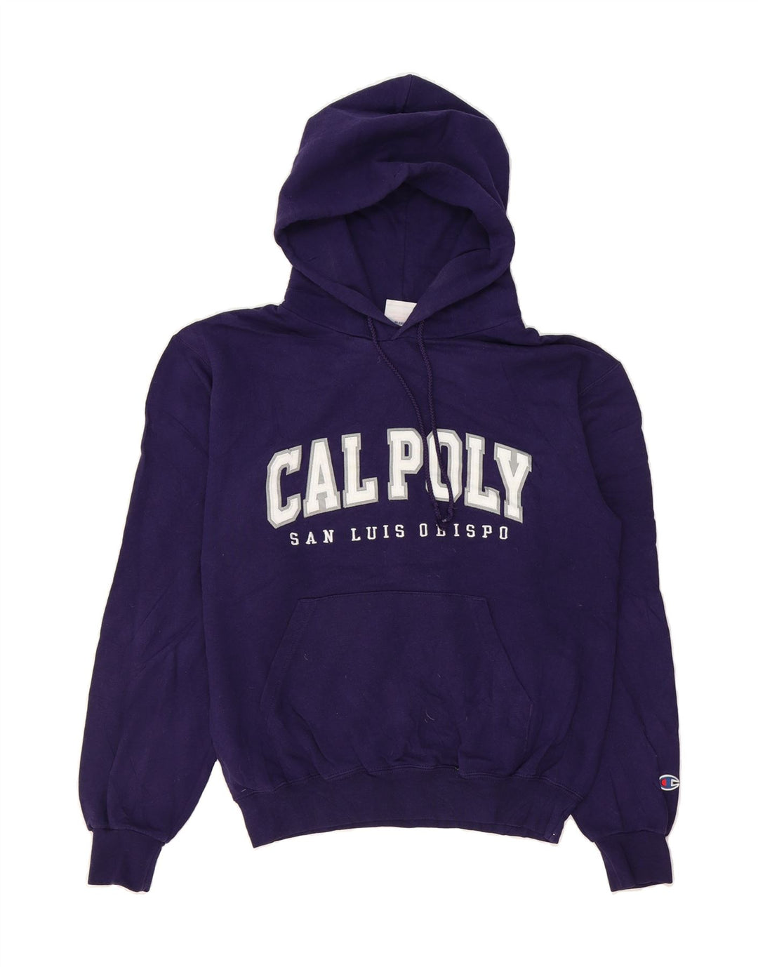 CHAMPION Mens Cal Poly Graphic Hoodie Jumper Small Purple Cotton Vintage Champion and Second-Hand Champion from Messina Hembry 