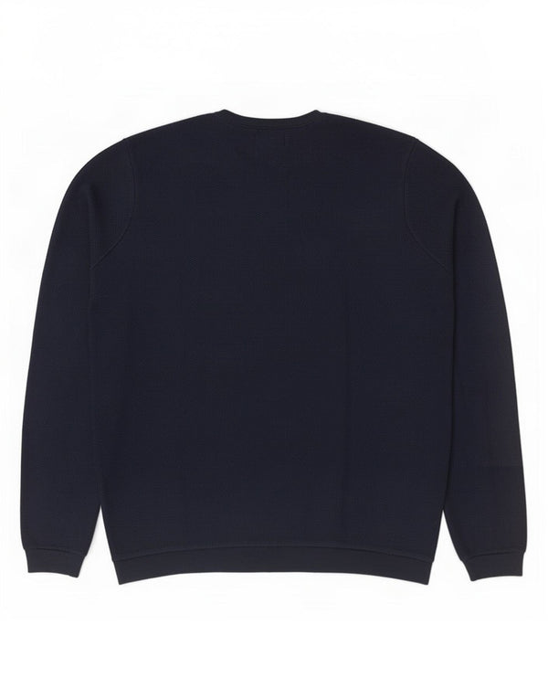 Zara Suéter masculino com gola redonda grande azul marinho