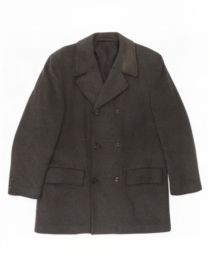 Casaco masculino Marks & Spencer com peito duplo Reino Unido 38 lã virgem cinza médio