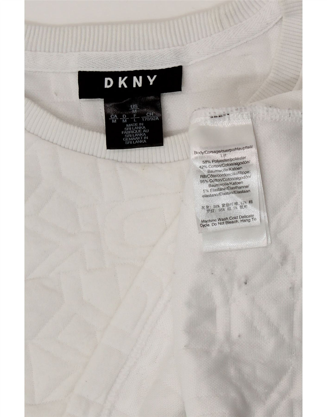 Suéter feminino Dkny Crop Graphic UK 14 médio branco poliéster