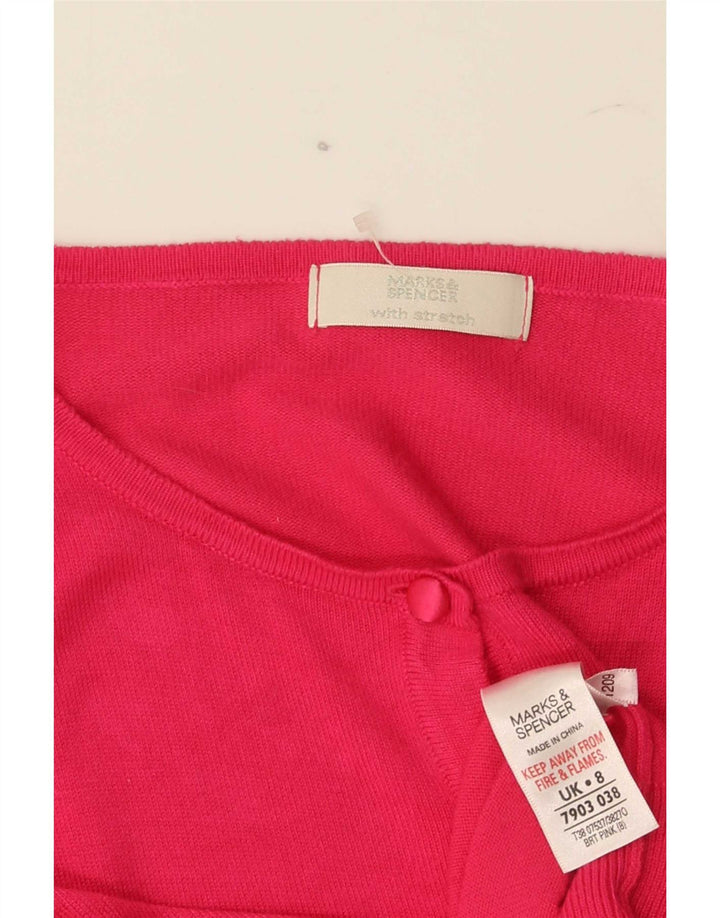 Suéter cardigã feminino Marks & Spencer UK 8 pequeno viscose rosa