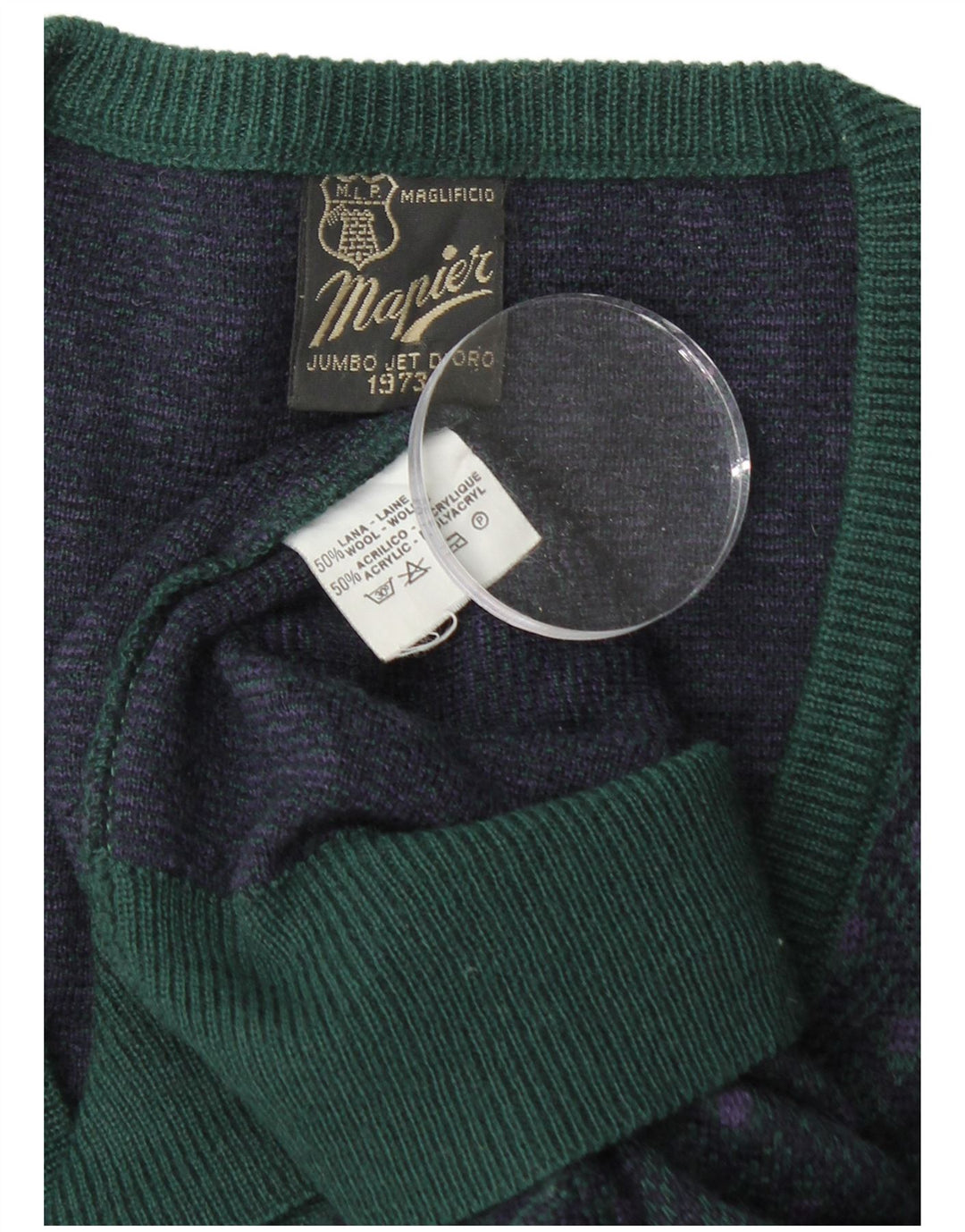 Suéter masculino MAPIER com decote em V grande azul marinho Argyle/lã diamante