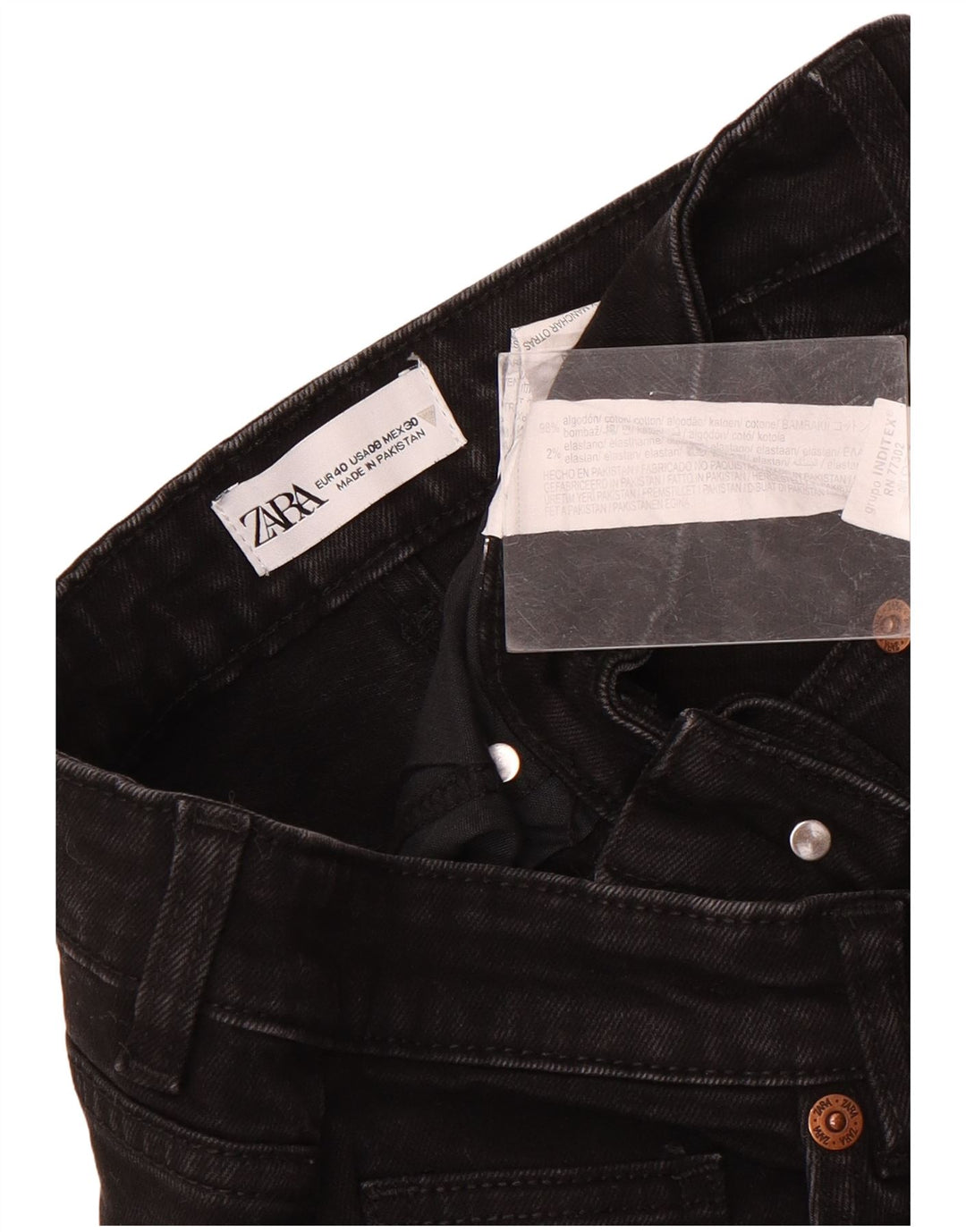 Calça jeans reta feminina Zara EU 40 médio W30 L26 algodão preto