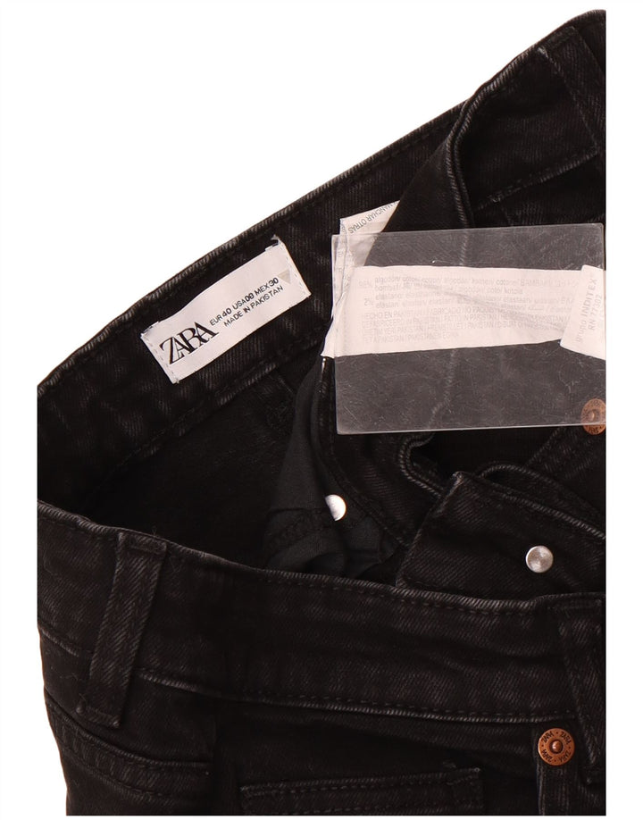 Calça jeans reta feminina Zara EU 40 médio W30 L26 algodão preto