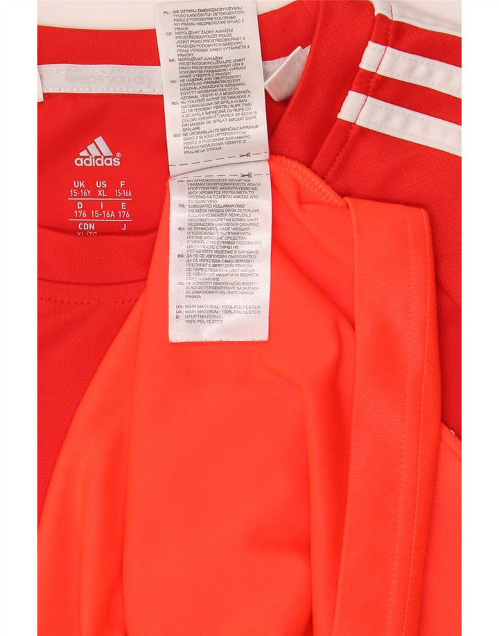Camiseta Adidas Menino Climalite Top 15-16 Anos Laranja Colorblock Poliéster