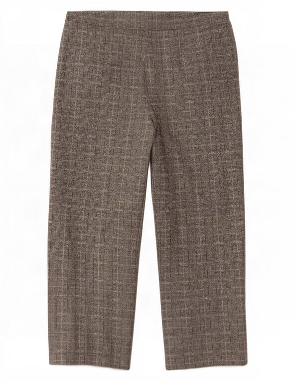 Calça reta feminina Marks & Spencer Reino Unido 18 XL W36 L28 xadrez cinza