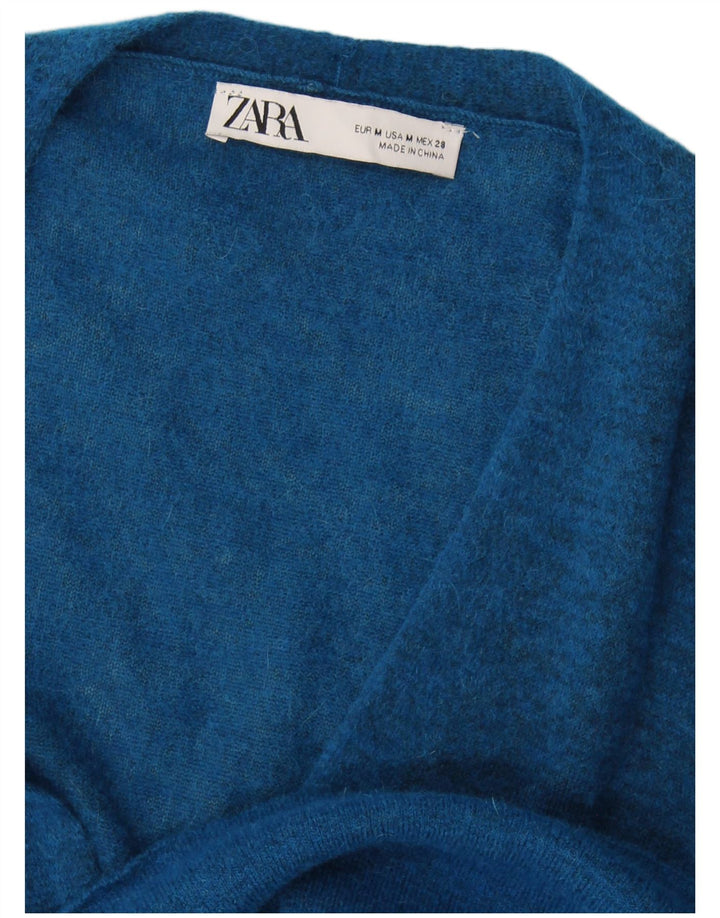Zara Suéter Cardigan Oversized Feminino Reino Unido 14 Azul Médio