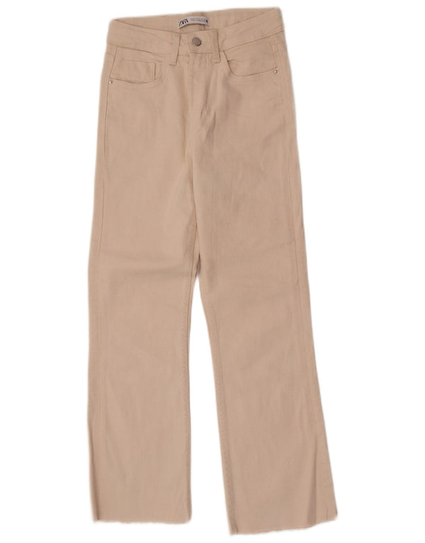 Calça jeans feminina Zara Bootcut EU 32 2XS W22 L26 algodão branco