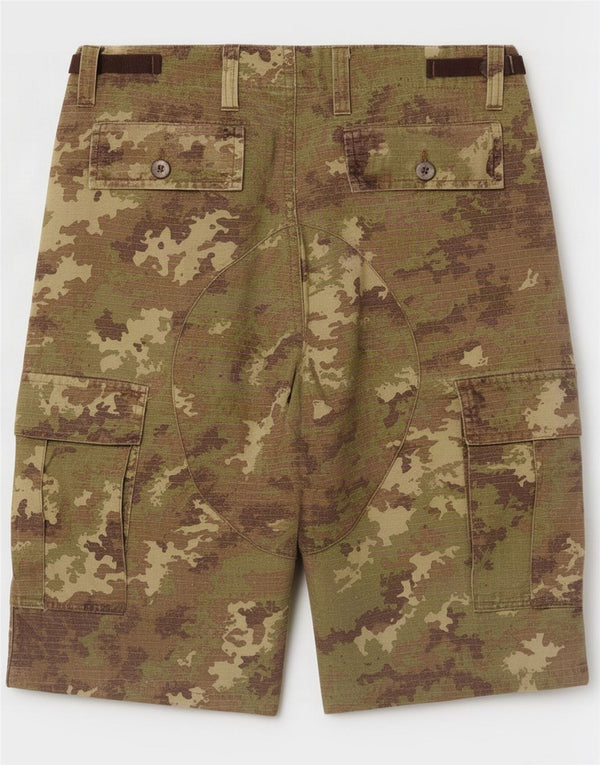 Shorts cargo masculinos vintage médio W32 algodão camuflado cáqui