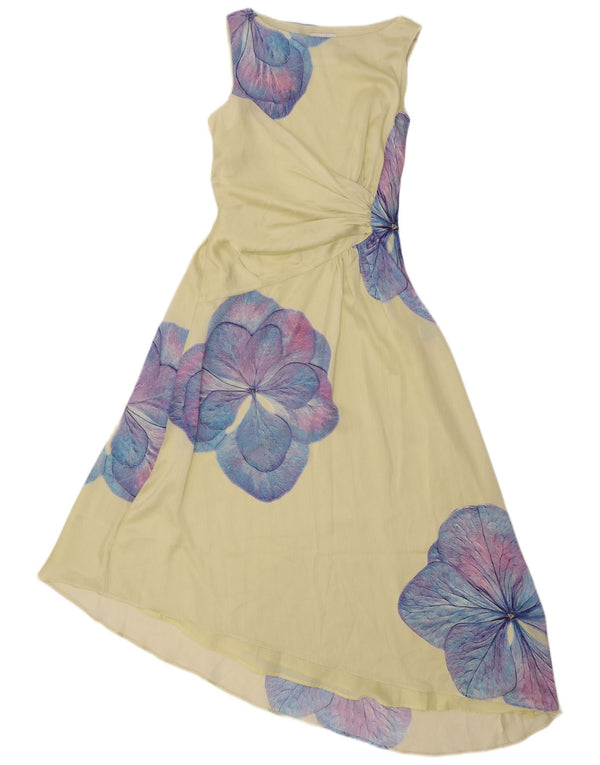 Vestido feminino assimétrico sem mangas Warehouse UK 6 XS amarelo floral