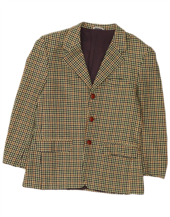 Jaqueta blazer masculina Wampum com 3 botões Reino Unido 38 Houndstooth médio multicolorido