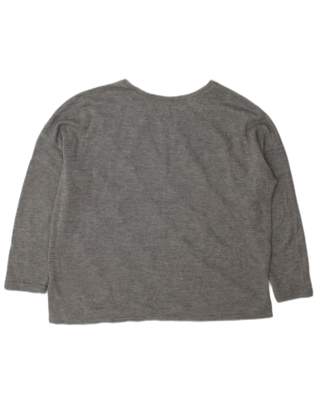Zara Suéter feminino oversized com gola redonda Reino Unido 14 cinza médio