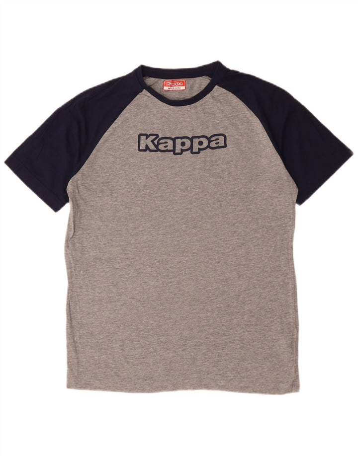 Camiseta gráfica masculina Kappa Top cinza médio algodão colorblock
