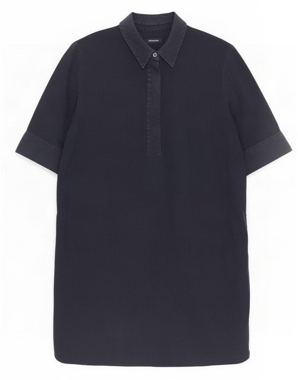Hobbs Womens Short Sleeves Shirt Dress UK 16 Large Navy Blue Linen