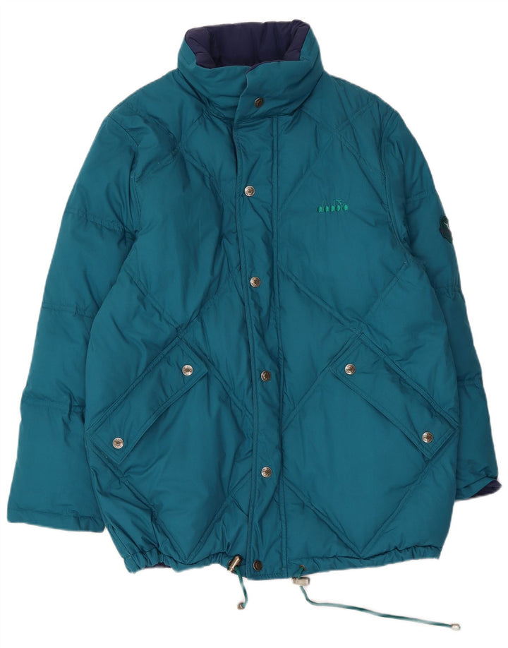 Jaqueta acolchoada reversível masculina Diadora UK 36 poliéster azul pequeno
