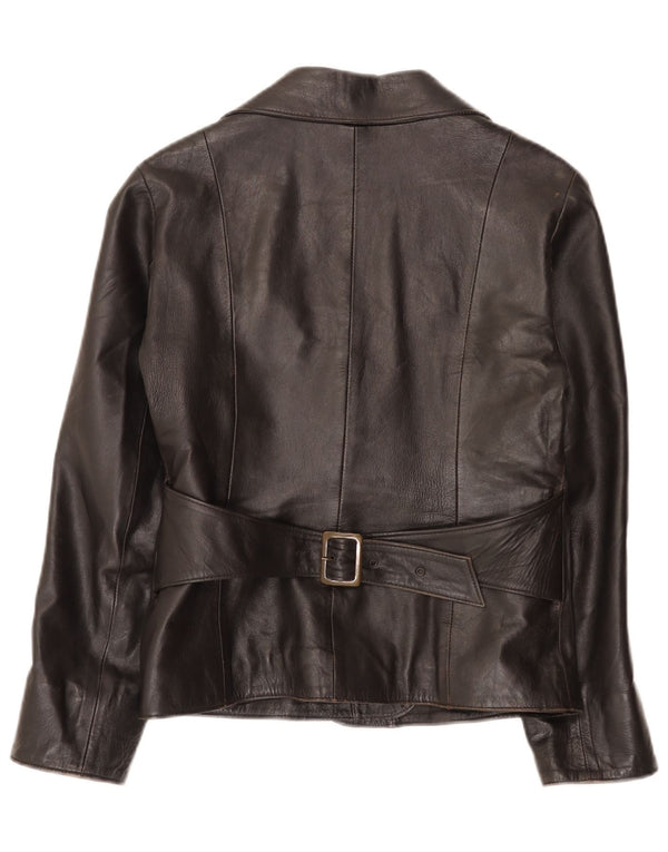 Jaqueta blazer feminina vintage de couro com 1 botão IT 46 grande preta