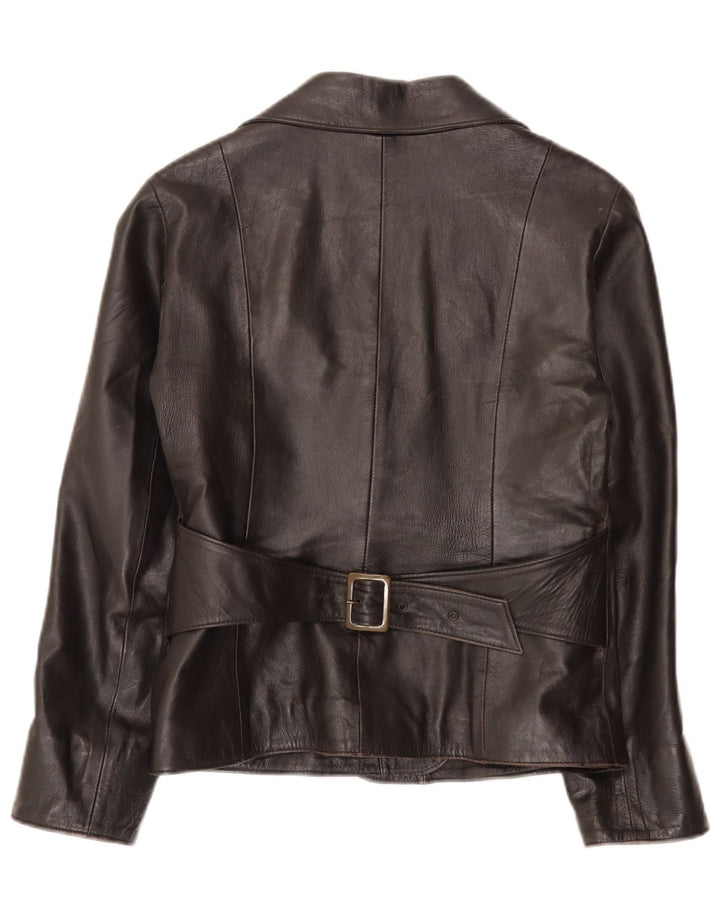 Jaqueta blazer feminina vintage de couro com 1 botão IT 46 grande preta