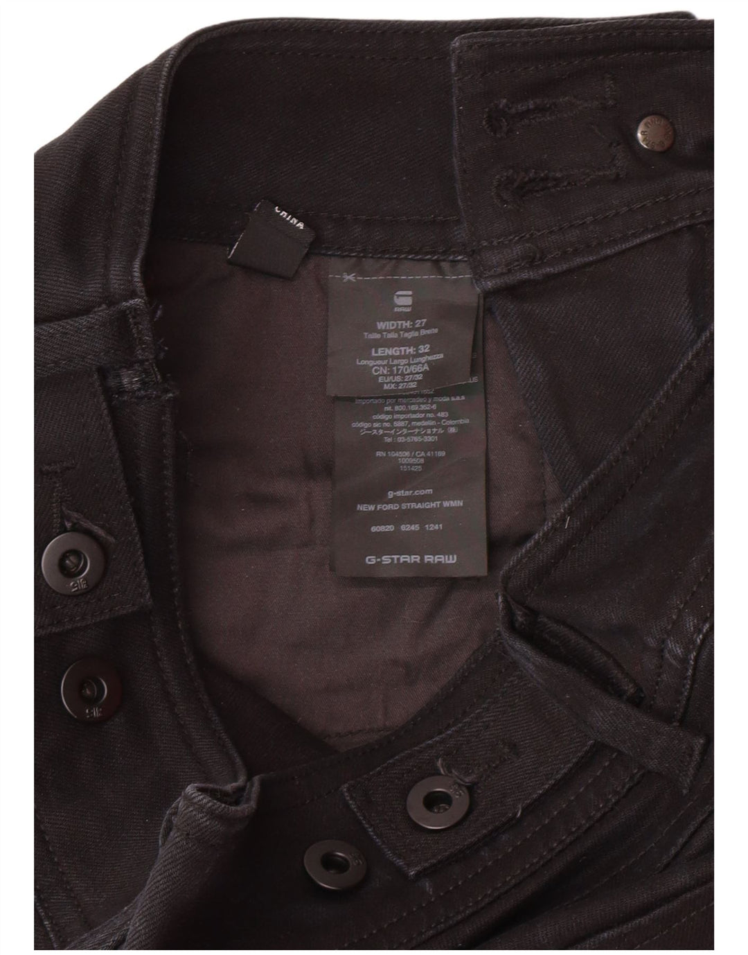 Jeans retos femininos G-STAR W27 L28 algodão preto