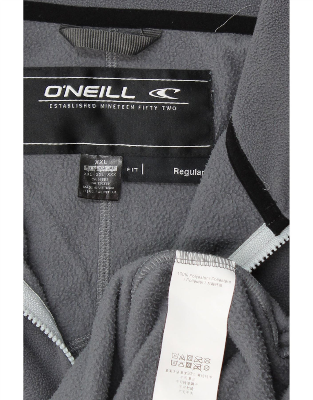 Suéter masculino O'NEILL de lã com zíper e gola regular 2XL poliéster cinza