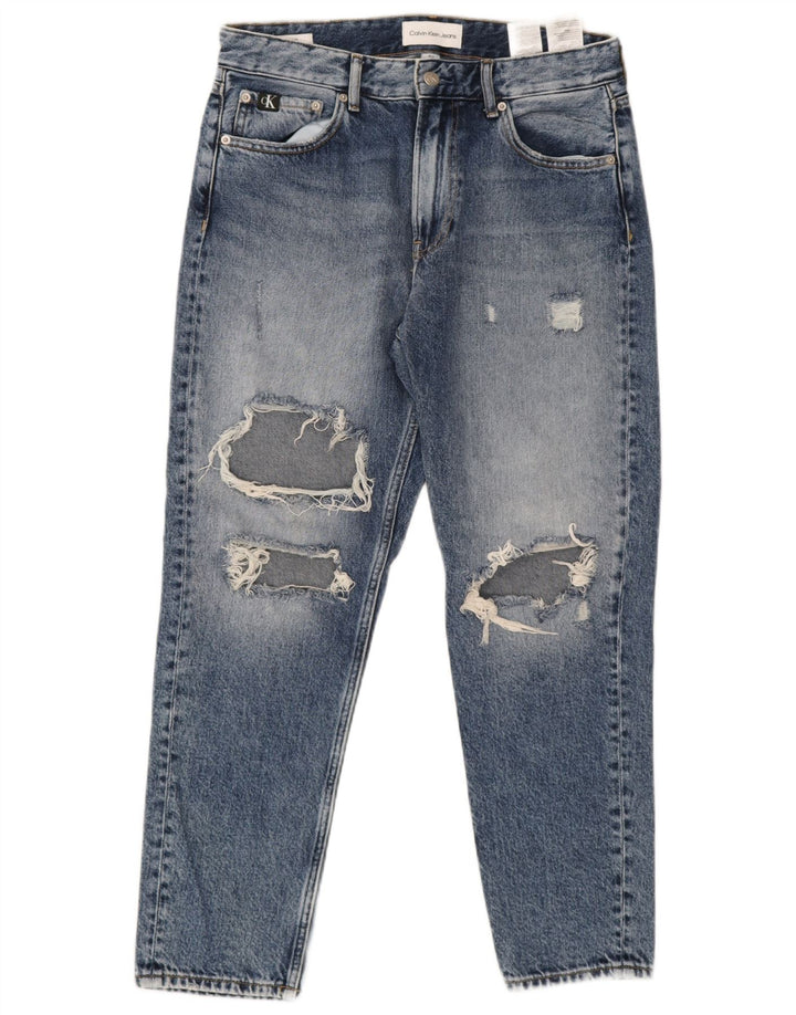 Calvin Klein Jeans masculino desgastado slim W31 L26 algodão azul