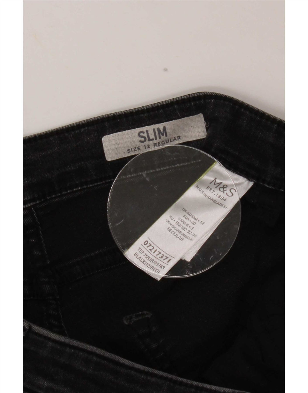 Jeans Marks & Spencer feminino slim UK 12 médio W30 L28 algodão preto