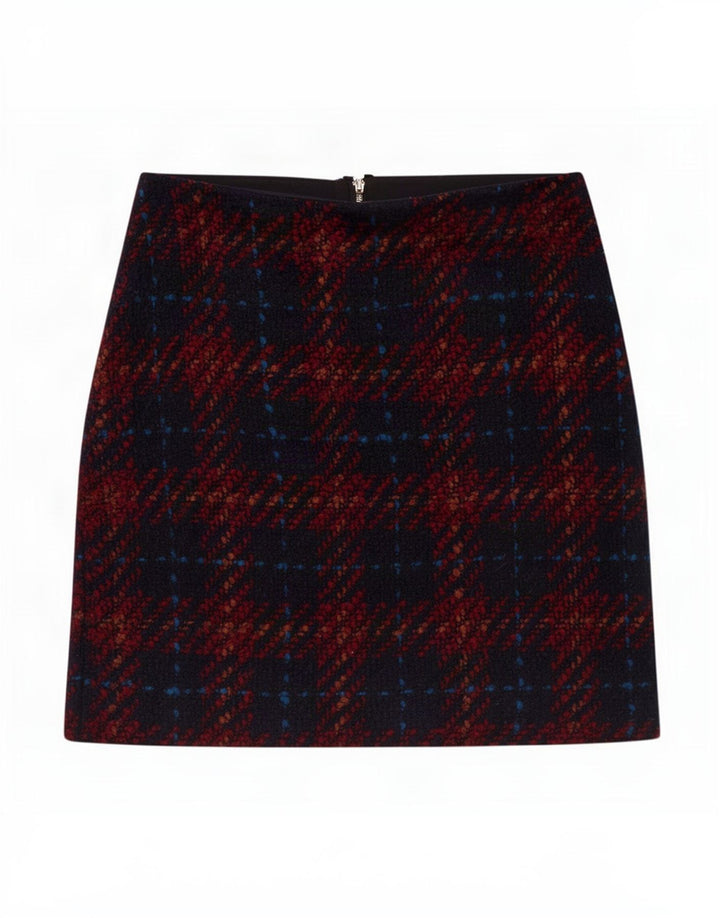 Mini saia feminina Zara Reino Unido 8 pequena xadrez multicolorida acrílica