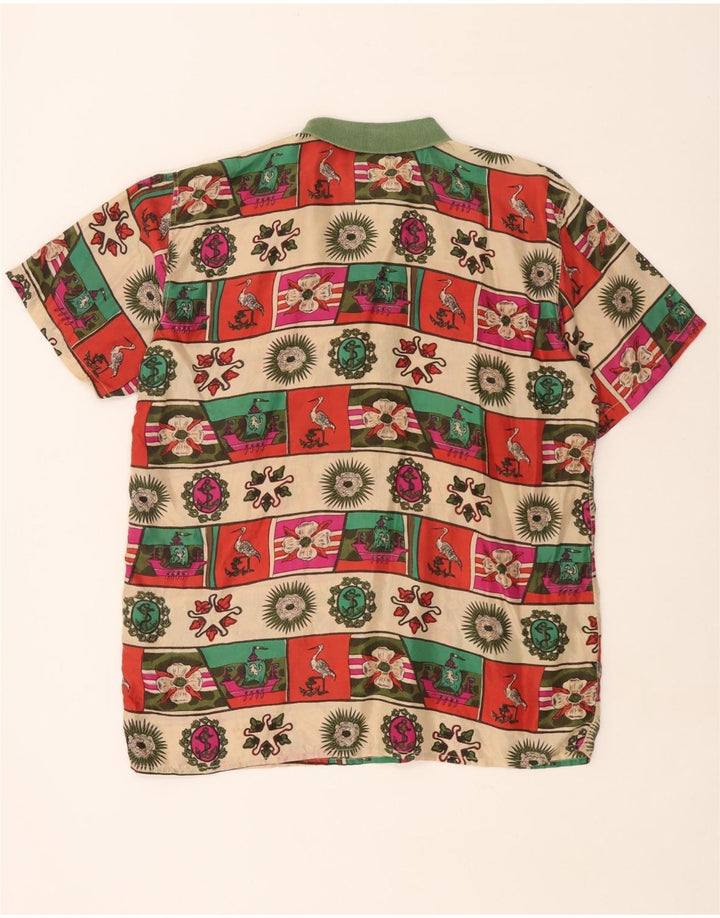 Pulôver vintage masculino com padrão abstrato grande multicolorido