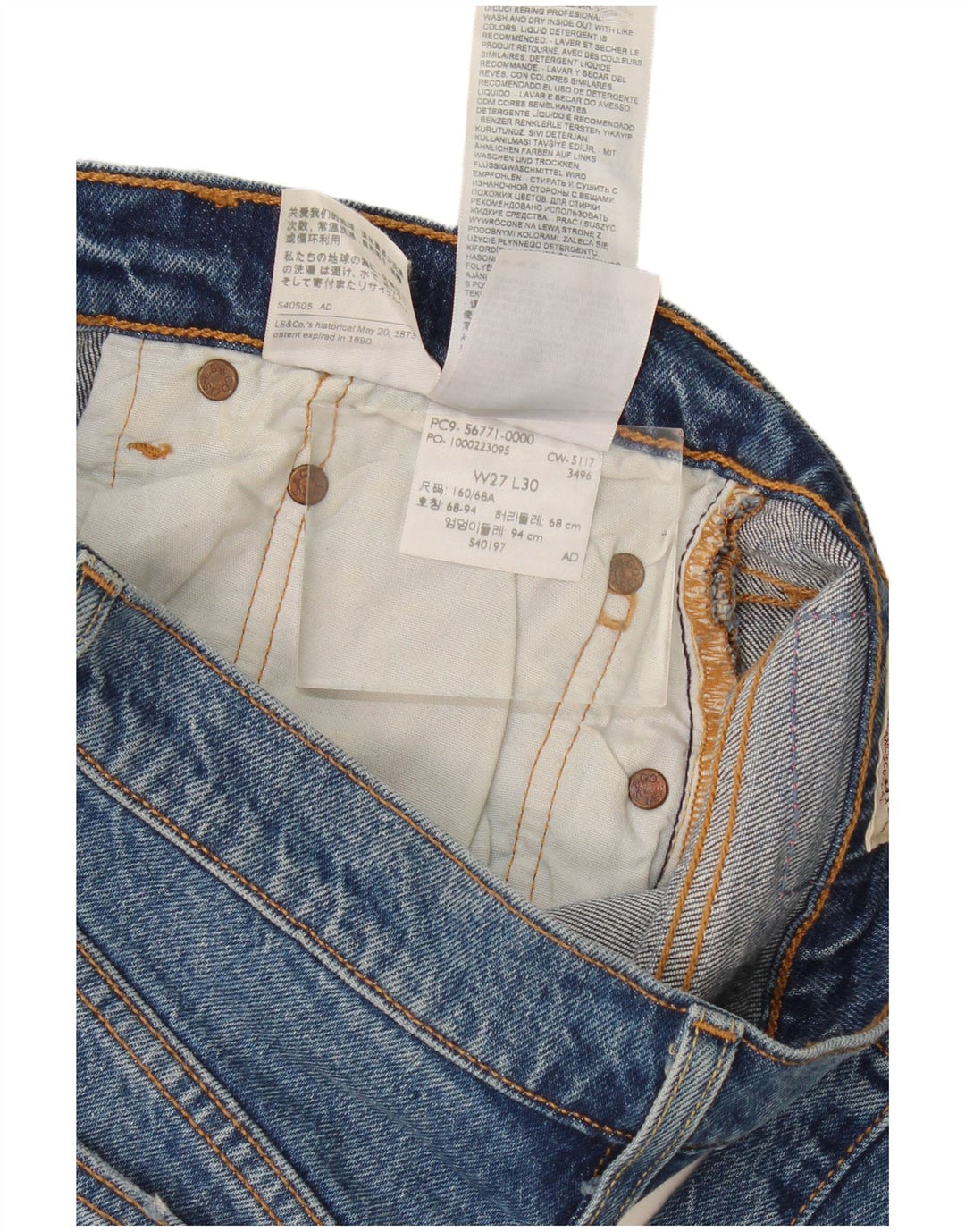 Calça jeans feminina Levi's 501 Distressed Slim W27 L30 azul algodão