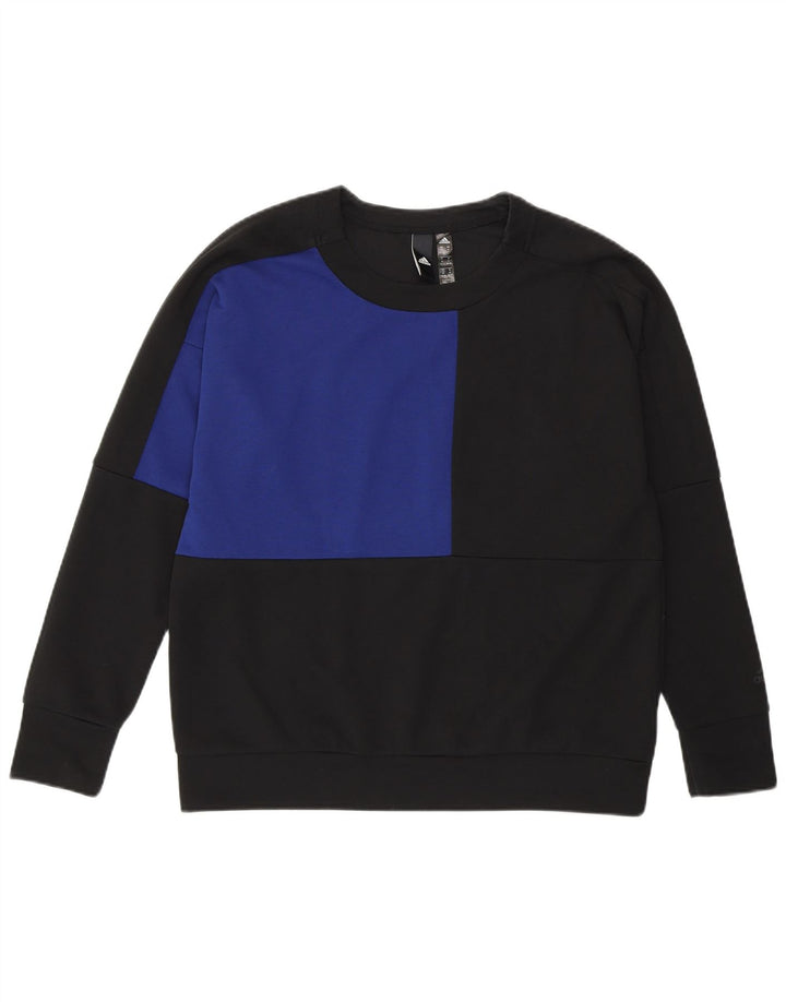 ADIDAS Womens Sweatshirt Jumper UK 12/14 Médio Preto Colorblock