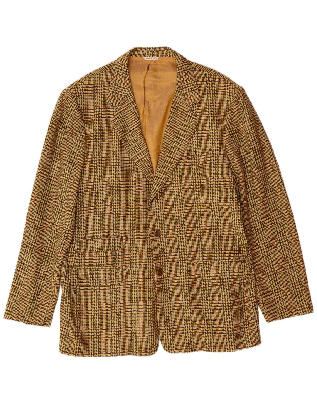 Jaqueta blazer masculina de 3 botões BYBLOS IT 54 2XL amarelo Houndstooth