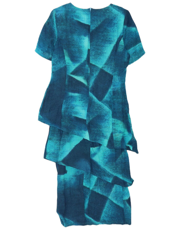 Vestido feminino Vicini manga 1/2 Maxi Peplum UK 18 XL azul colorblock