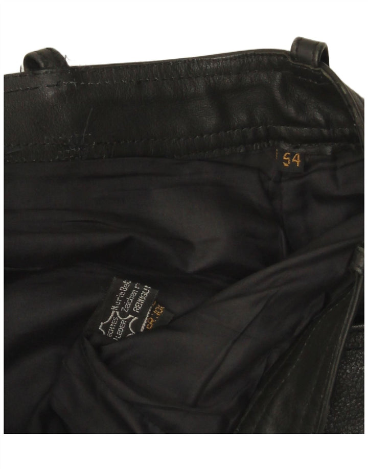 Calças de couro masculinas vintage W32 L33 pretas