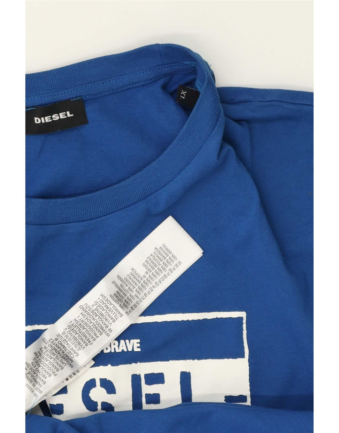 Diesel Mens Graphic T-Shirt Top XL Algodão Azul