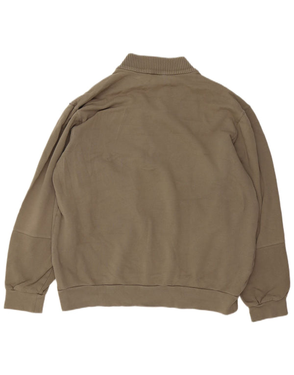 Adidas Mens Zip Neck Moletom Jumper 2XL Algodão Cáqui