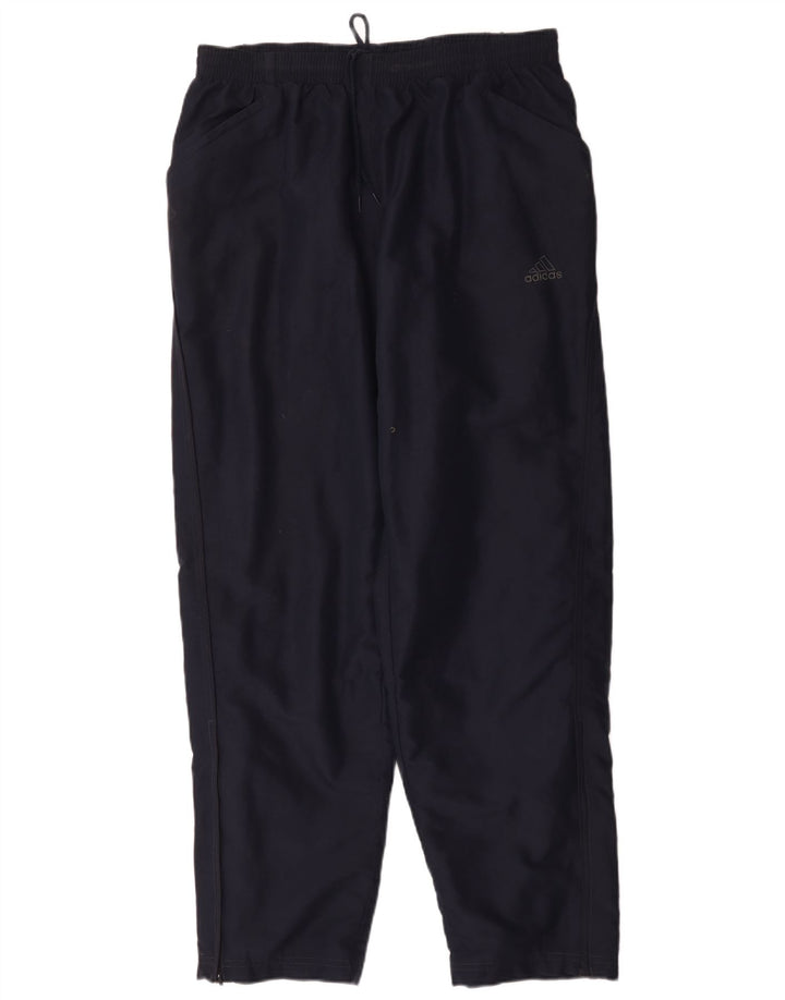 Calça de treino masculina Adidas UK 44/46 grande poliéster azul marinho