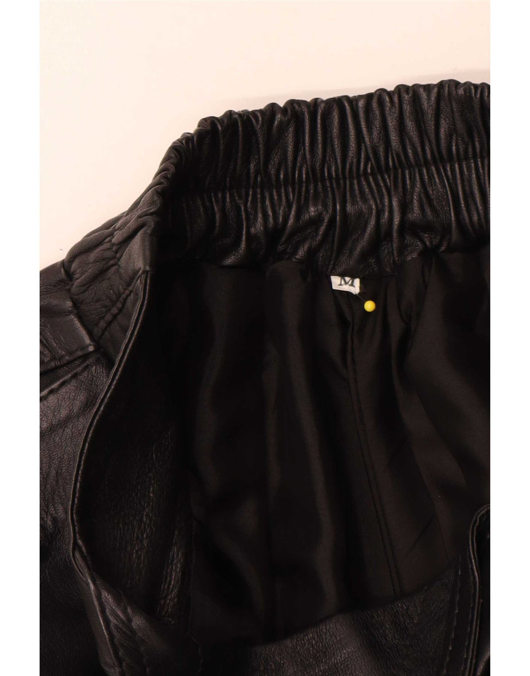 Saia larga de couro feminino vintage médio W28 preta