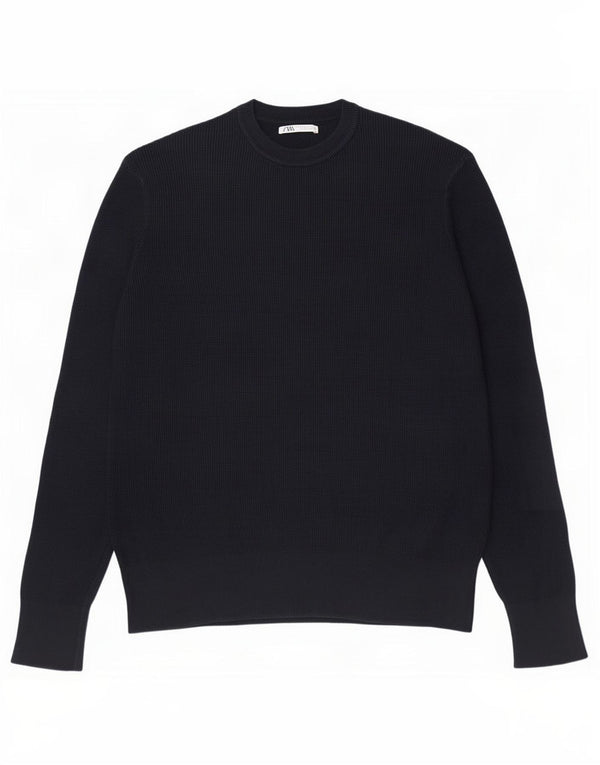 Zara Suéter masculino com gola redonda médio azul marinho