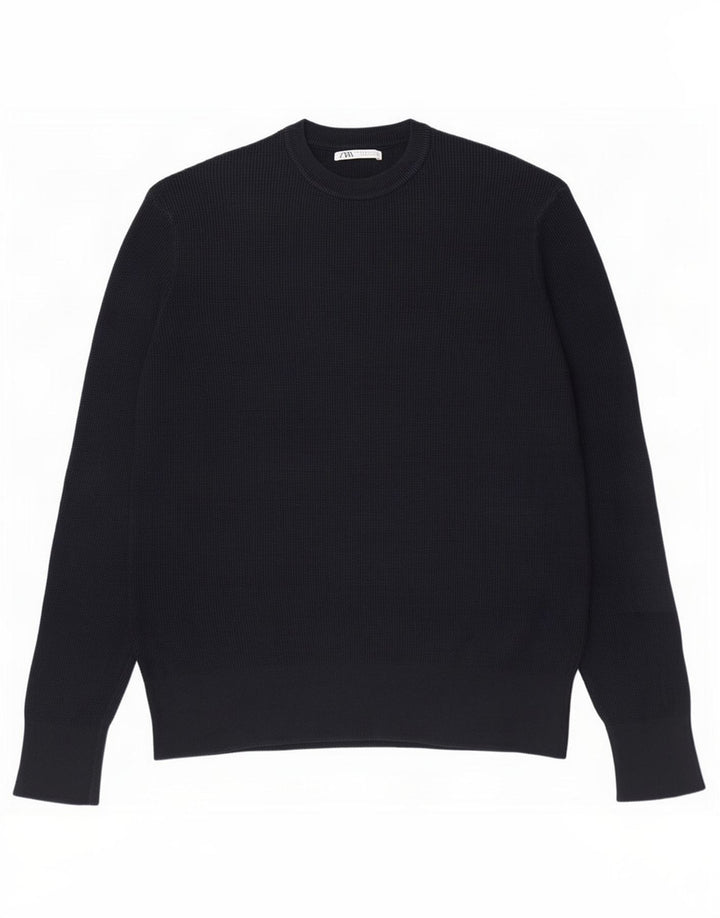 Zara Suéter masculino com gola redonda médio azul marinho