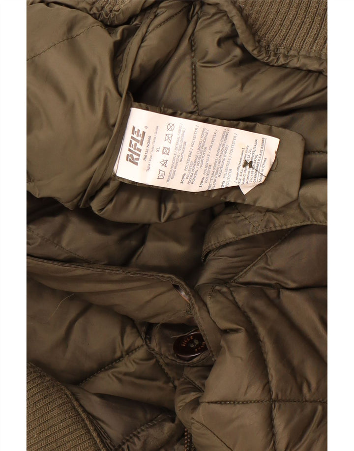 Jaqueta acolchoada masculina RIFLE UK 42 XL poliéster cáqui