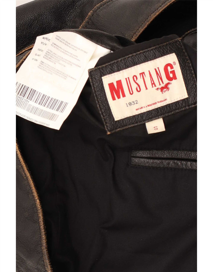 Jaqueta de couro militar masculina Mustang Reino Unido 36 couro marrom pequeno