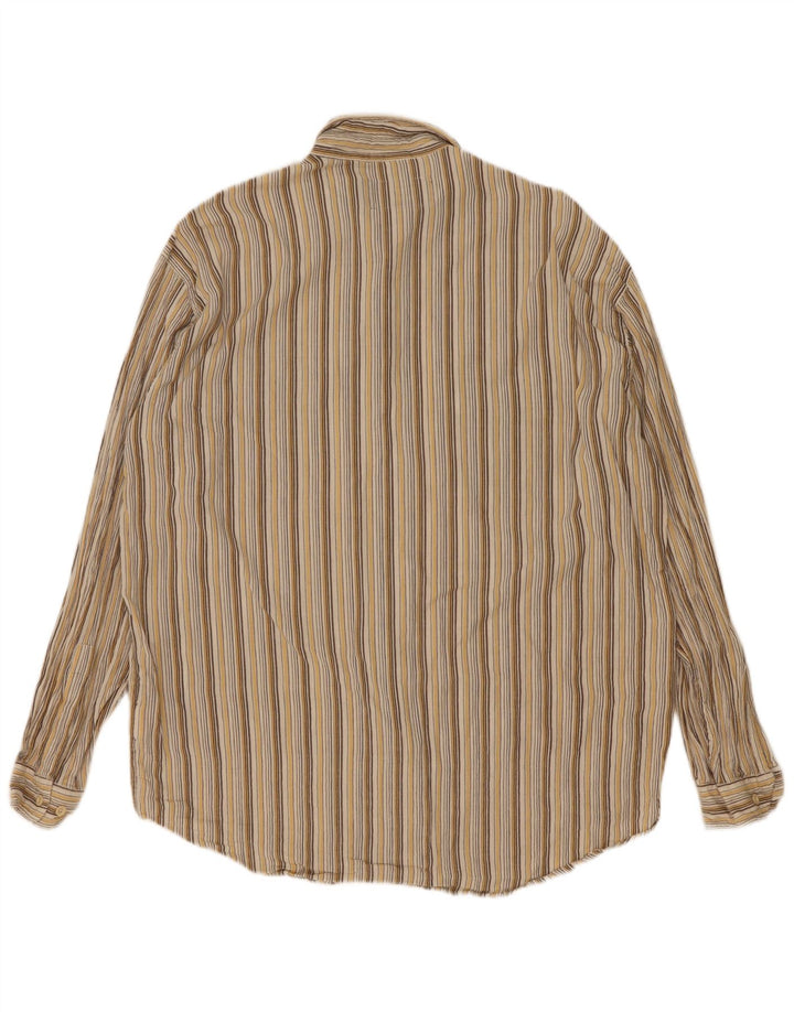 Camisa masculina Marlboro Classics grande algodão listrado marrom
