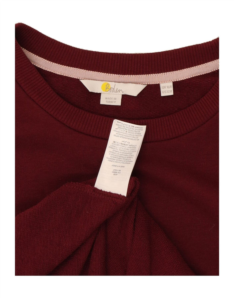BODEN Womens Sweatshirt Jumper Dress UK 16 Large Burgundy Cotton Vintage Boden and Second-Hand Boden from Messina Hembry 