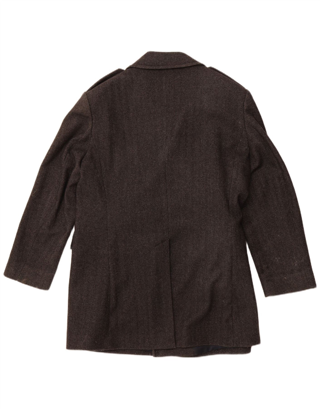 Casaco masculino JAEGER Pea Coat UK 42 XL lã espinha de peixe cinza