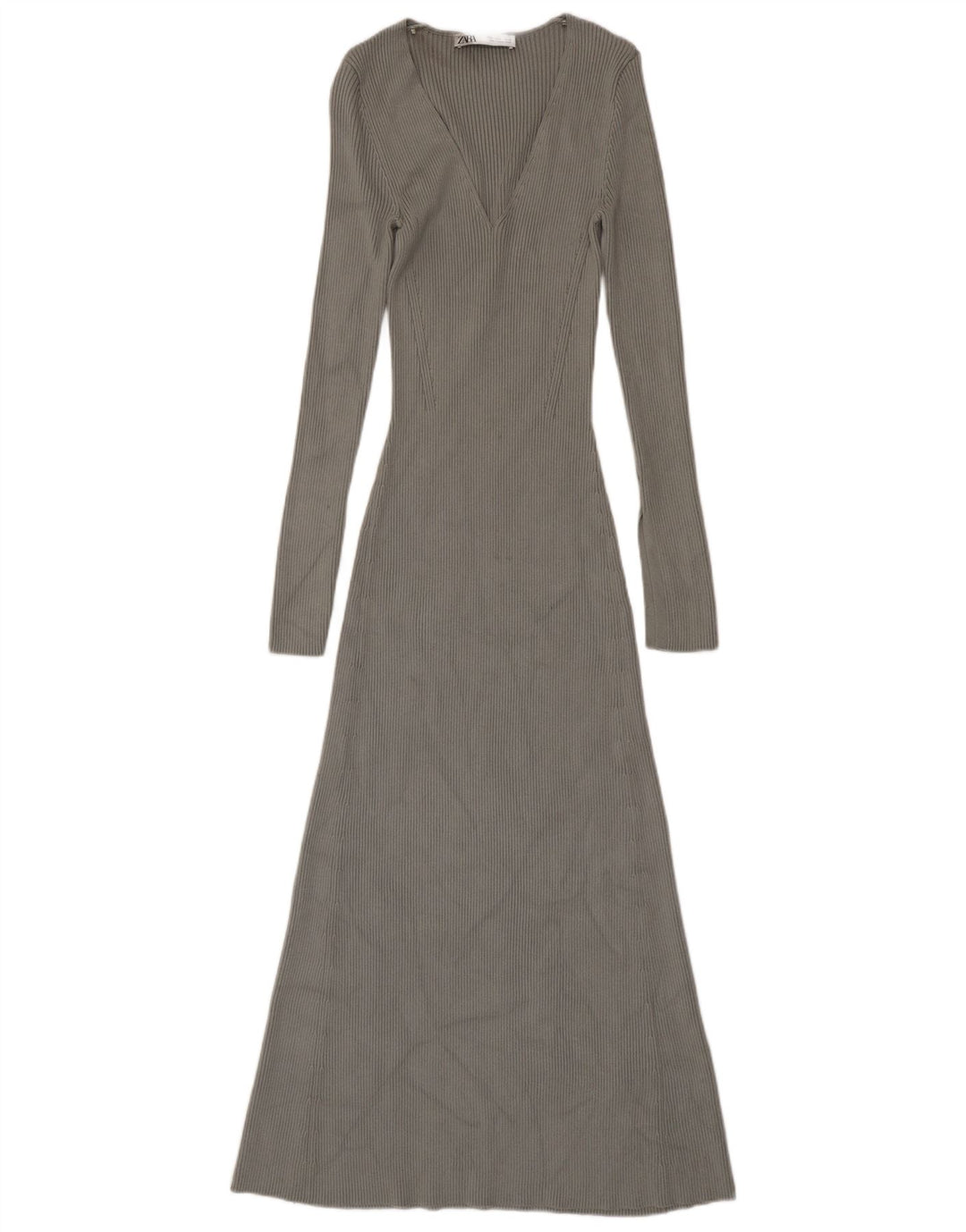 Vestido maxi jumper feminino Zara Reino Unido 8 pequeno viscose cinza