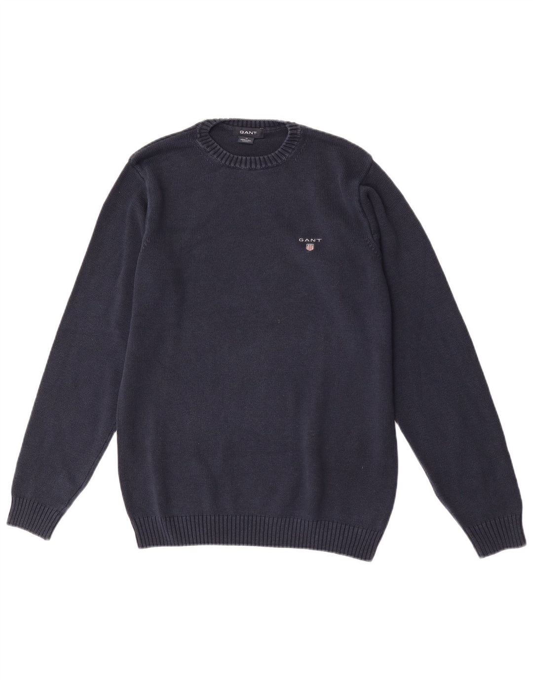 Suéter masculino Gant com gola redonda, algodão azul marinho médio