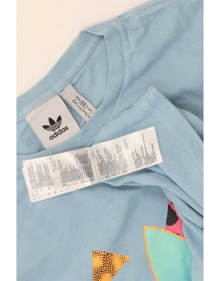 Adidas Mens Graphic T-Shirt Top Médio Algodão Azul